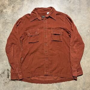 Vintage 70s Atkinson Orange Corduroy Casual Cut Shirt